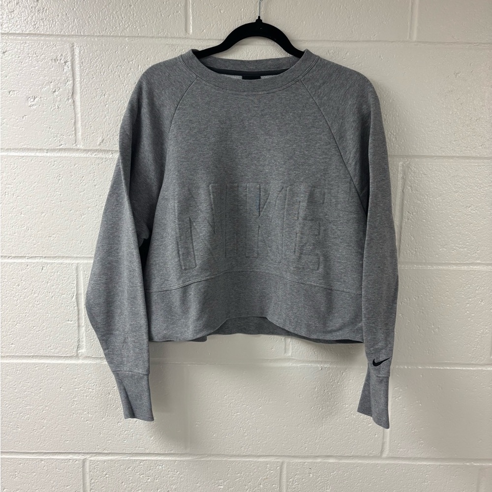 Nike Dri-FIT Cropped Crewneck Sweatshirt | Grey | Size S